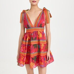 Farm Rio Good Vibes Mini Dress in Red Size Small